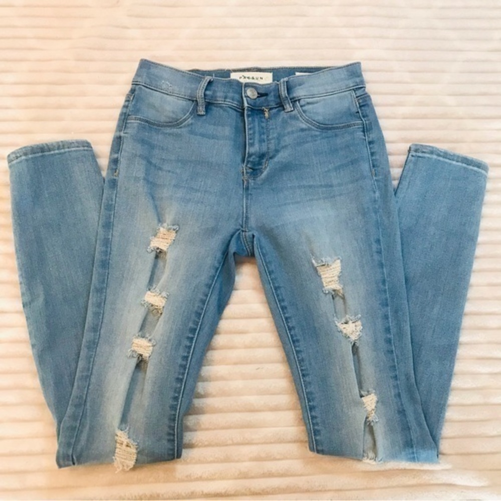PACSUN Distressed Jegging Skinny Jeans Light Blue Wash Women’s Size 24 00